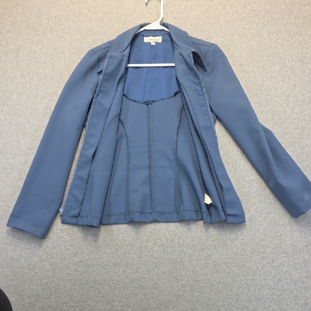 Rampage R-Wear Blue Zip Front Jacket Blazer Size Small - Picture 6 of 8